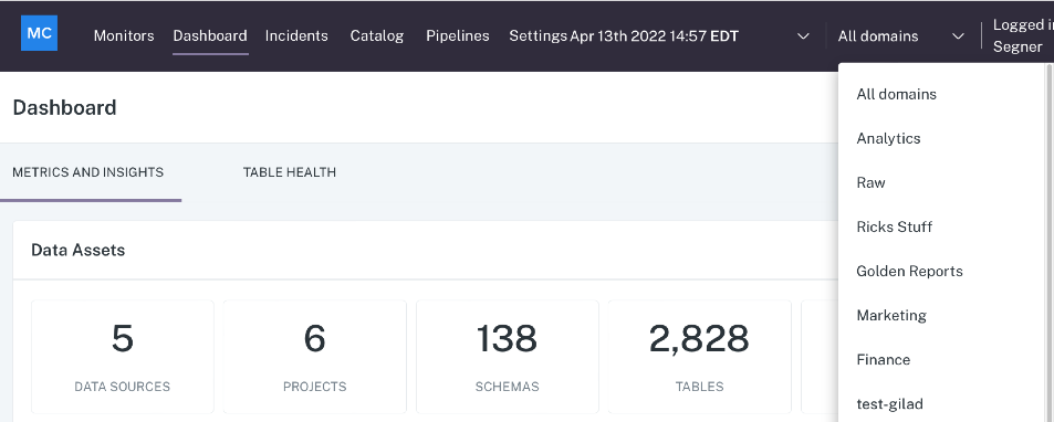 Monte carlo data quality dashboard overview