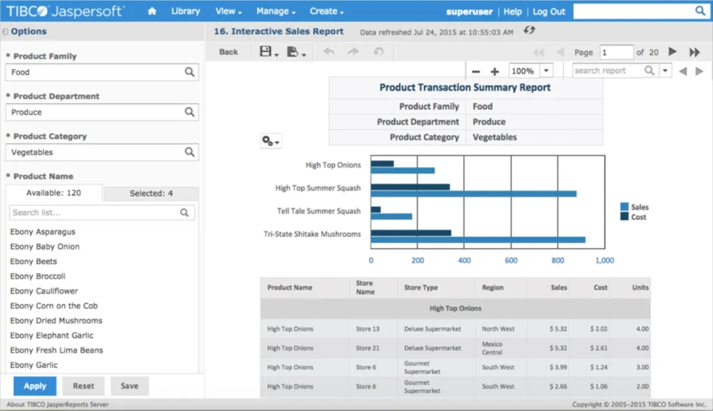 Jaspersoft screenshot. An open source BI tool.