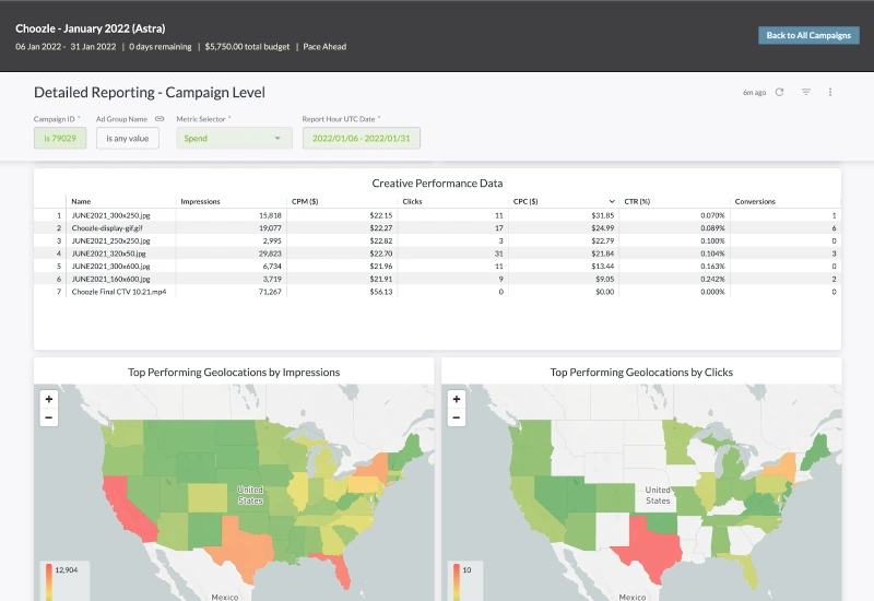 Choozle campaign level reporting