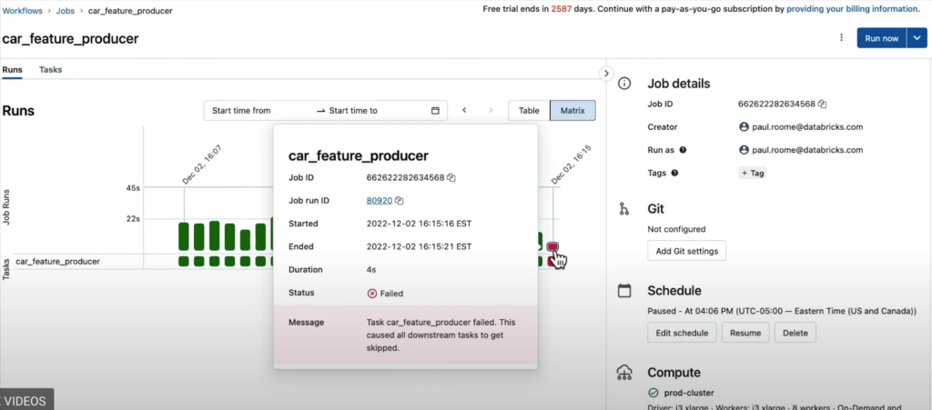 Databricks lineage workflow