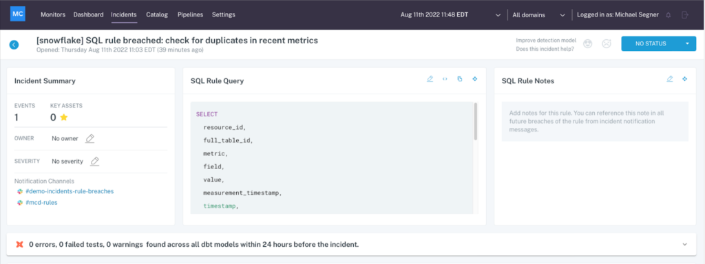 Review incident associated sql queries