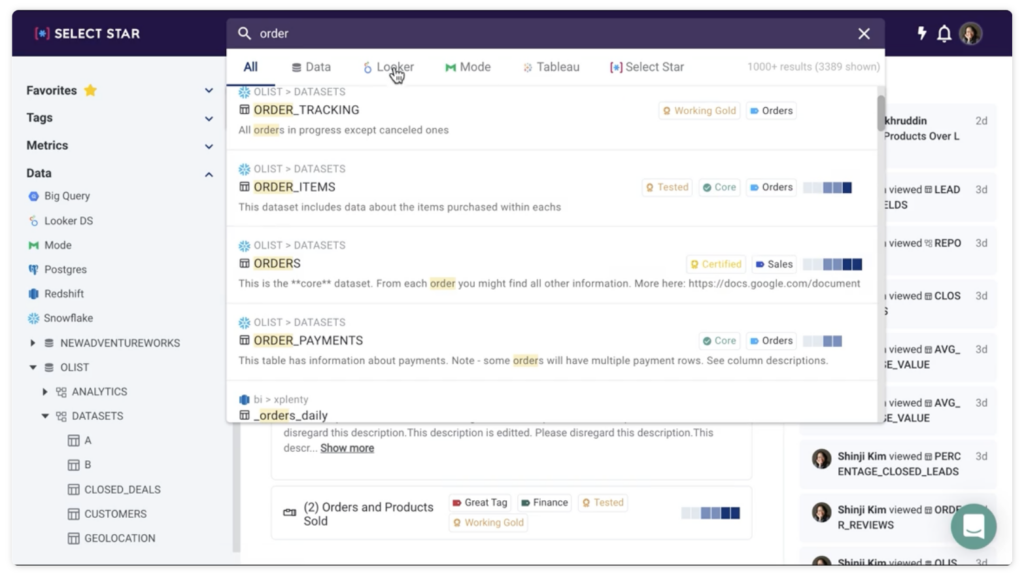 Select star data discovery