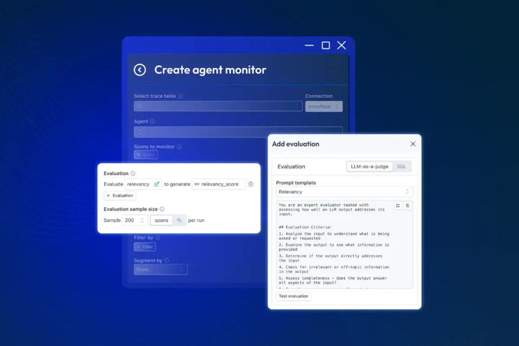 An illustration that shows an abstraction of an Monte Carlo agent monitor—a feature that's critical for AI observability tools